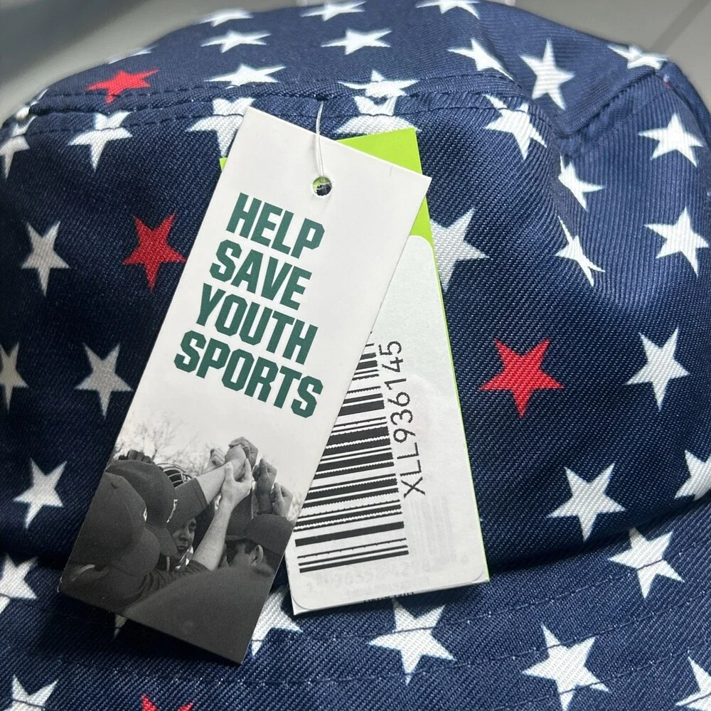 New DSG Youth S/M American Summer Fourth of July Patriotic Navy Stars Bucket Hat